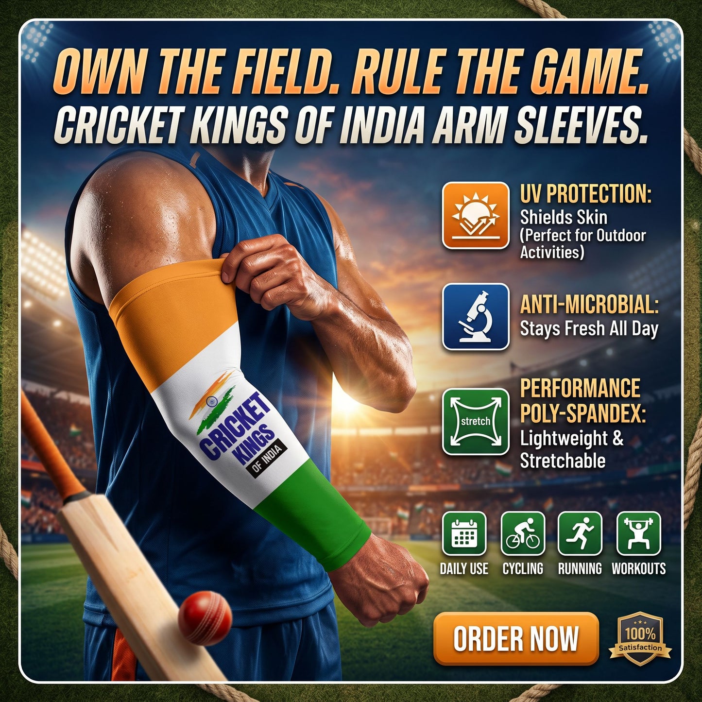 "Cricket Kings of India" Arm Sleeves (Pack of 2)