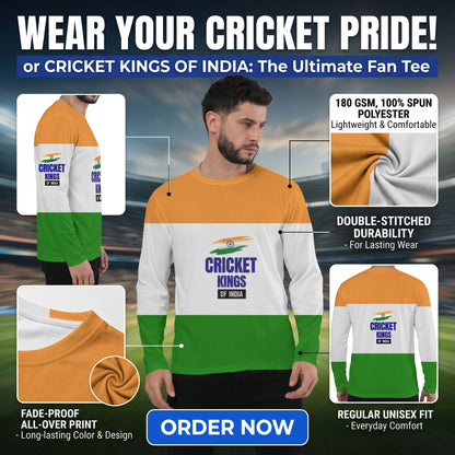 "Cricket Kings of India" Cricket Motivation Men's Full Sleeve Tee