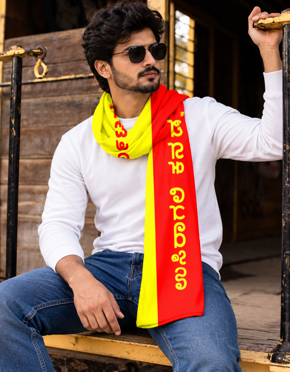 ಹಸಿರಾಗಲಿ ಕರ್ನಾಟಕ ಉಸಿರಾಗಲಿ ಕನ್ನಡ (Rajyotsava Special) Lightweight Poly-Satin Scarf & Stole