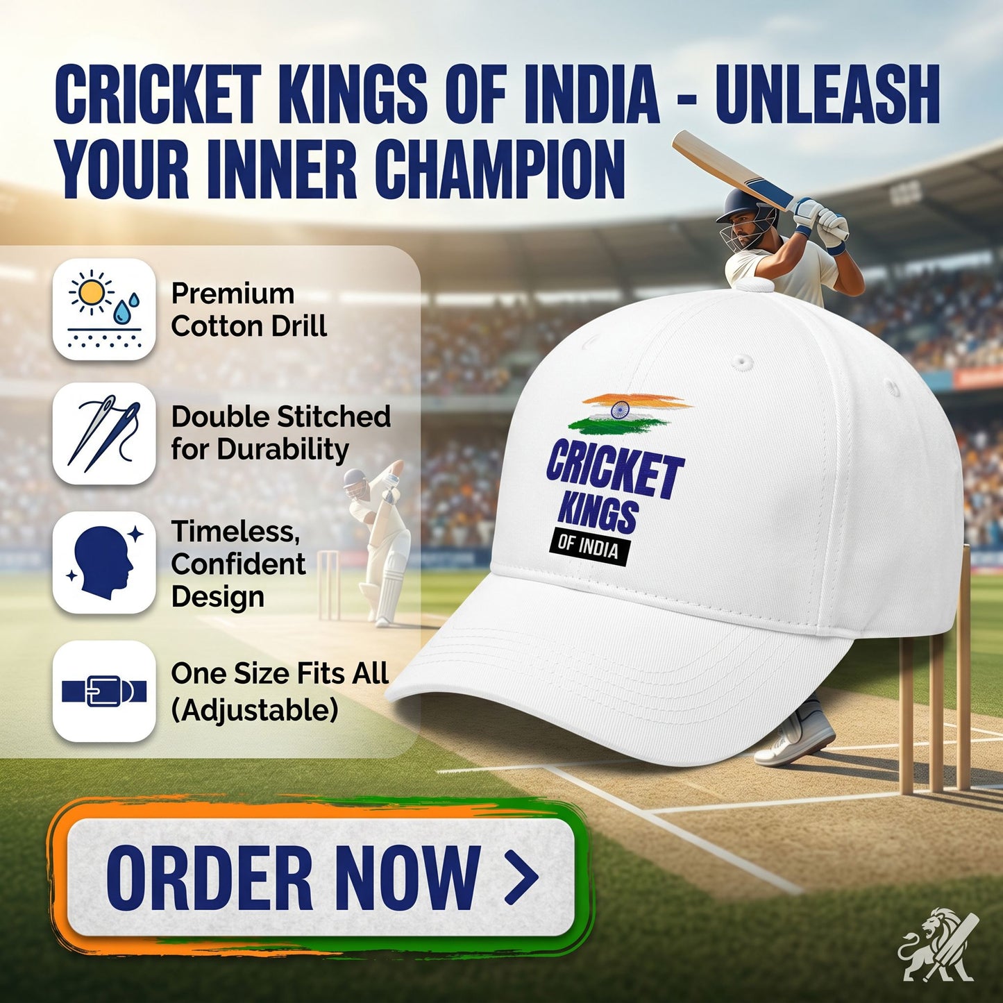 "Cricket Kings of India" Cricket Motivation BaseBall Cap
