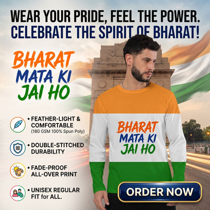 "BHARAT MATA KI JAI HO"Aop Men's Full Sleeve Tee