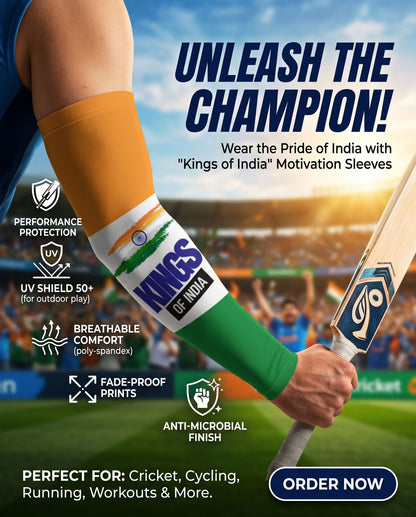 "Kings of India" Cricket Motivation Arm Sleeves - (Pack of 2)