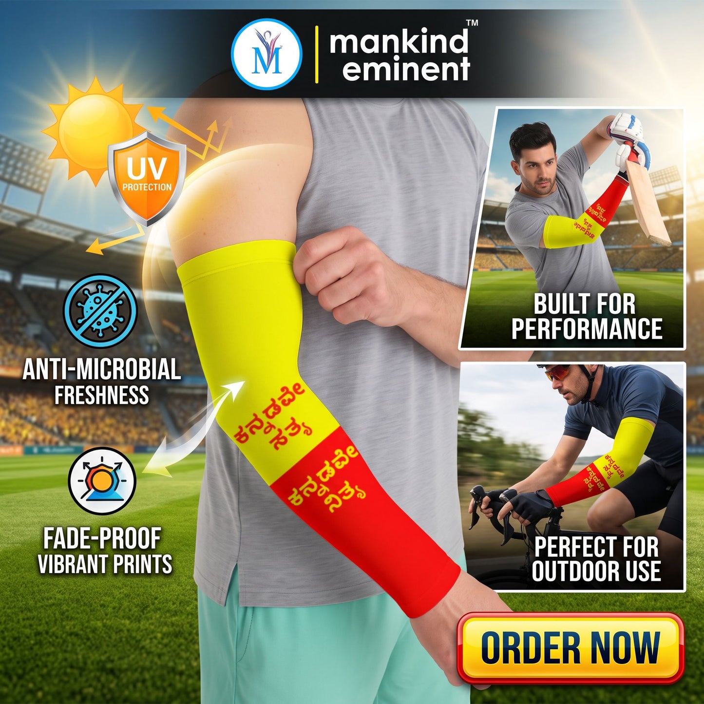 ಕನ್ನಡವೇ ಸತ್ಯ, ಕನ್ನಡವೇ ನಿತ್ಯ. Aop Arm Sleeves (Pack of 2)