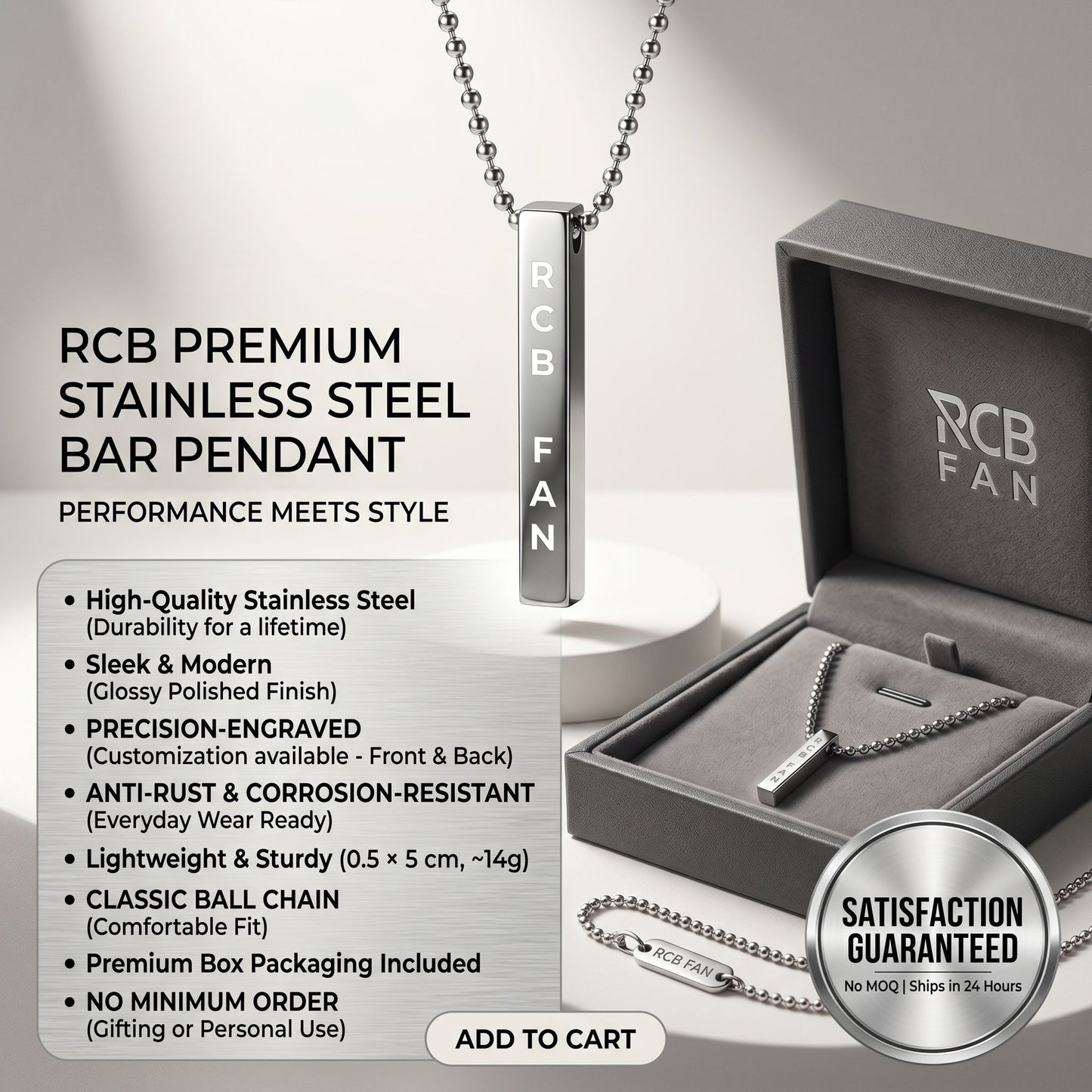 RCB Premium Stainless Steel Bar Pendant