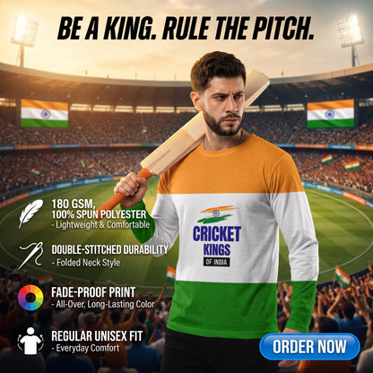 "Cricket Kings of India" Cricket Motivation Men's Full Sleeve Tee