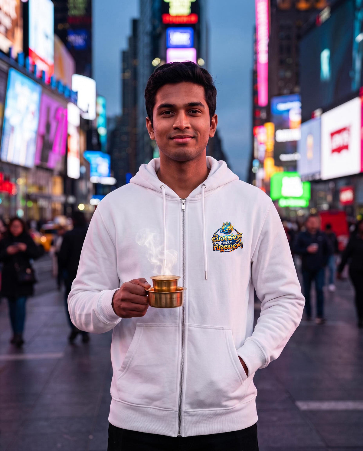 ಲೋಕಲ್ ಆದ್ರೂ ಗ್ಲೋಬಲ್! (Local Aadru Global - Karnataka Pride) Unisex Zip Hoodie