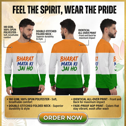 "BHARAT MATA KI JAI HO"Aop Men's Full Sleeve Tee