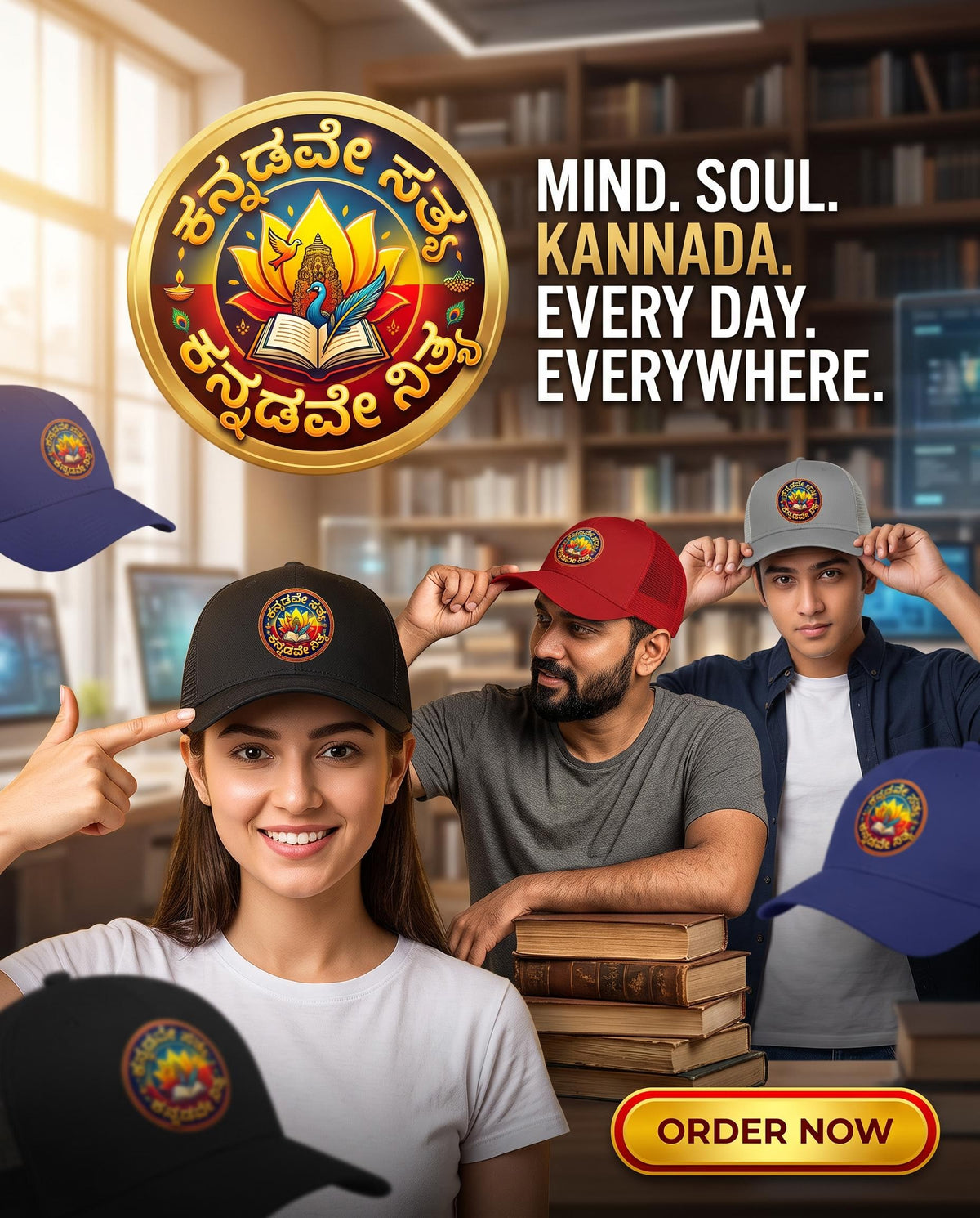 ಕನ್ನಡವೇ ಸತ್ಯ, ಕನ್ನಡವೇ ನಿತ್ಯ Kannada Motivational Trucker Cap